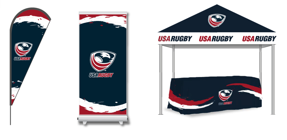 Digital booth and pull-up banner designs for the USA Rugby