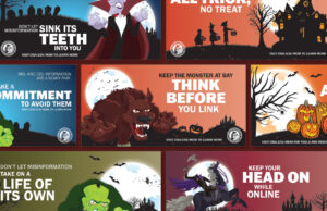 Collage of halloween banner designs from the CISA Disinformation campaign