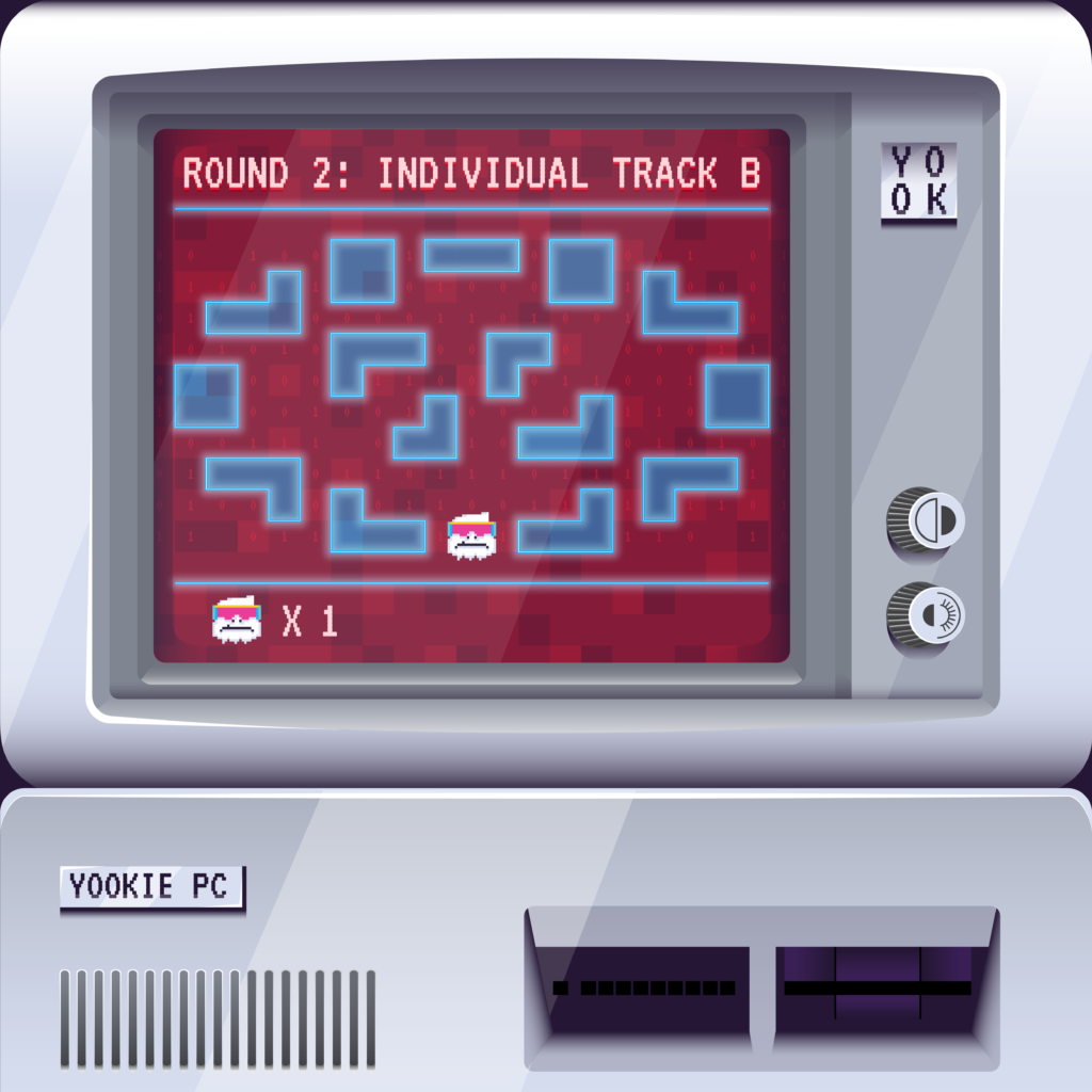 PC mockup of a red President's Cup game board. Title reads "Round 2: Individual Track B".