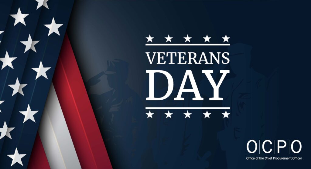 Banner design for the OCPO (Office of the Chief Procurement Officer) Veterans Day video